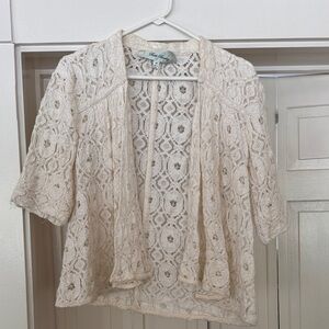 Beth Bowley Cream Lace Open Cardigan